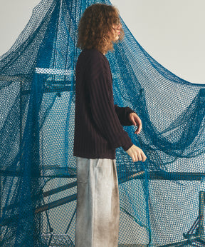 【26AW PRE-ORDER】Shadow Stripe Prime-Over Henley Neck Knit Sweater