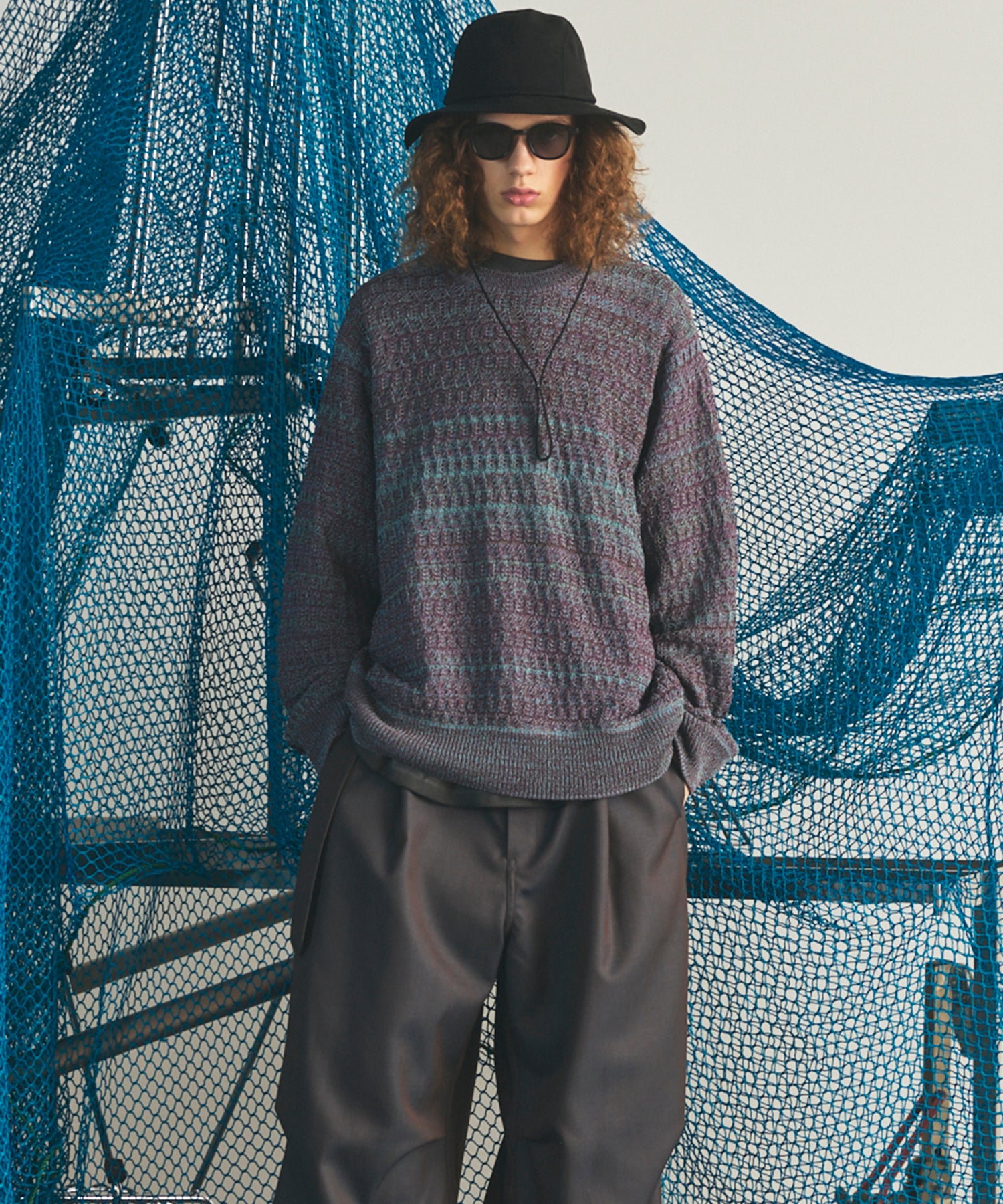 【26AW PRE-ORDER】Sheer Mixed Stripe Prime-Over Crewneck Knit Sweater