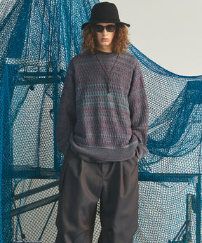 【26AW PRE-ORDER】Sheer Mixed Stripe Prime-Over Crewneck Knit Sweater