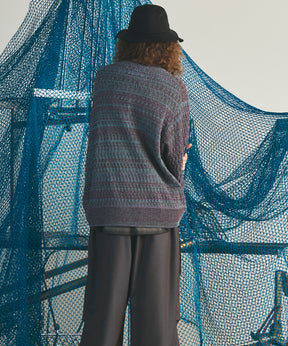 【26AW PRE-ORDER】Sheer Mixed Stripe Prime-Over Crewneck Knit Sweater