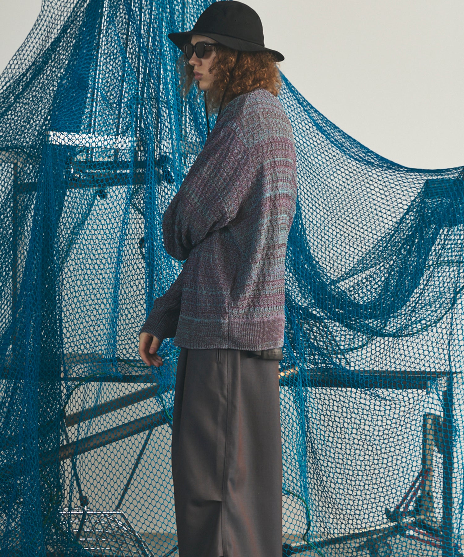 【26AW PRE-ORDER】Sheer Mixed Stripe Prime-Over Crewneck Knit Sweater