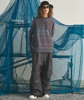 【26AW PRE-ORDER】Sheer Mixed Stripe Prime-Over Crewneck Knit Sweater