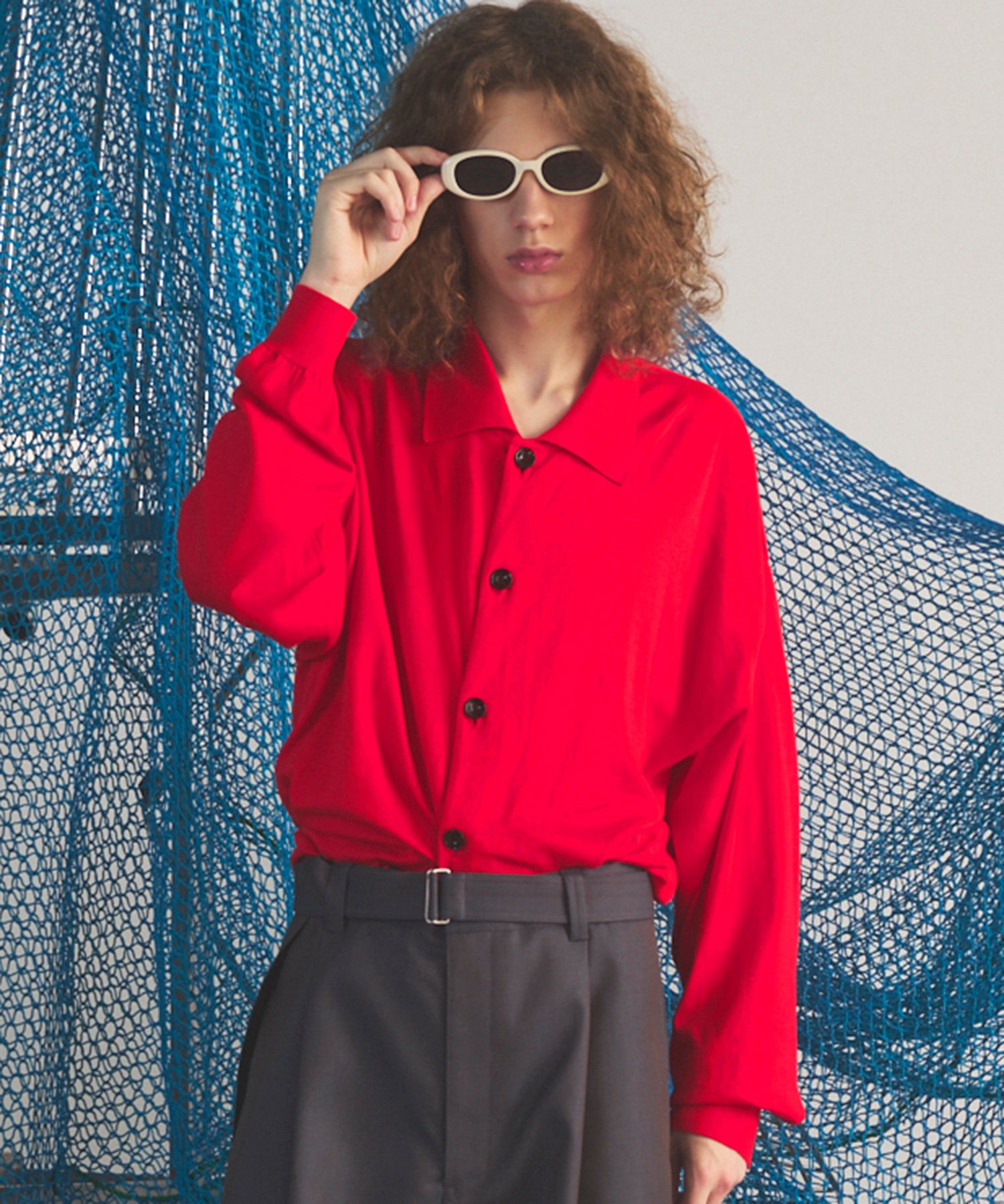 Airy Striped Gabardine Prime-Over Short-sleeved Shirt