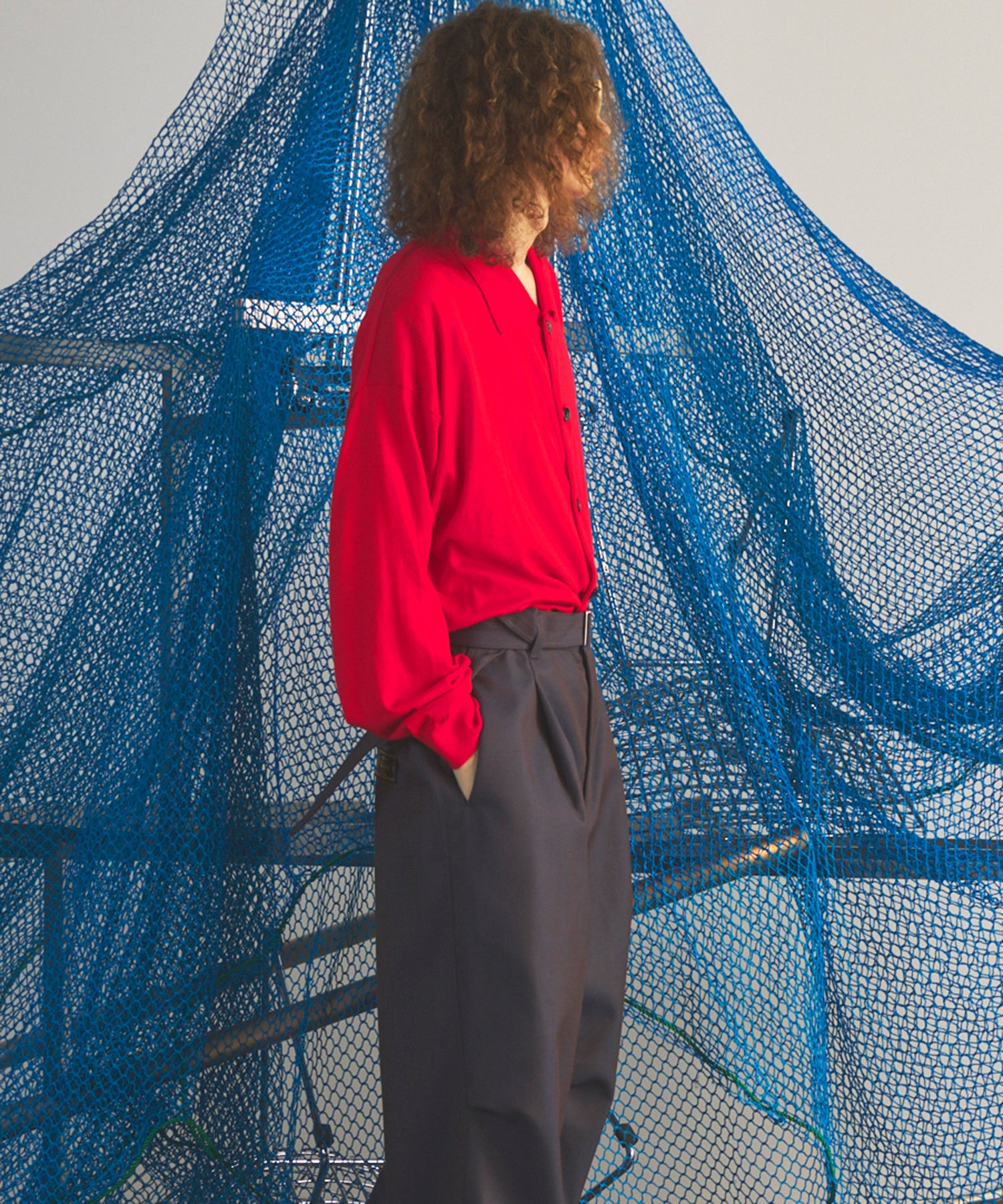 Airy Striped Gabardine Prime-Over Short-sleeved Shirt