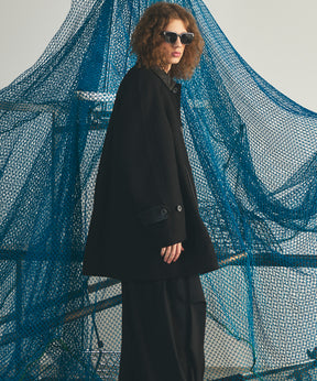 【26AW PRE-ORDER】シープレザーメルトンコンビプライムオーバーハーフコート