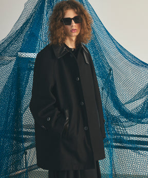 【26AW PRE-ORDER】シープレザーメルトンコンビプライムオーバーハーフコート