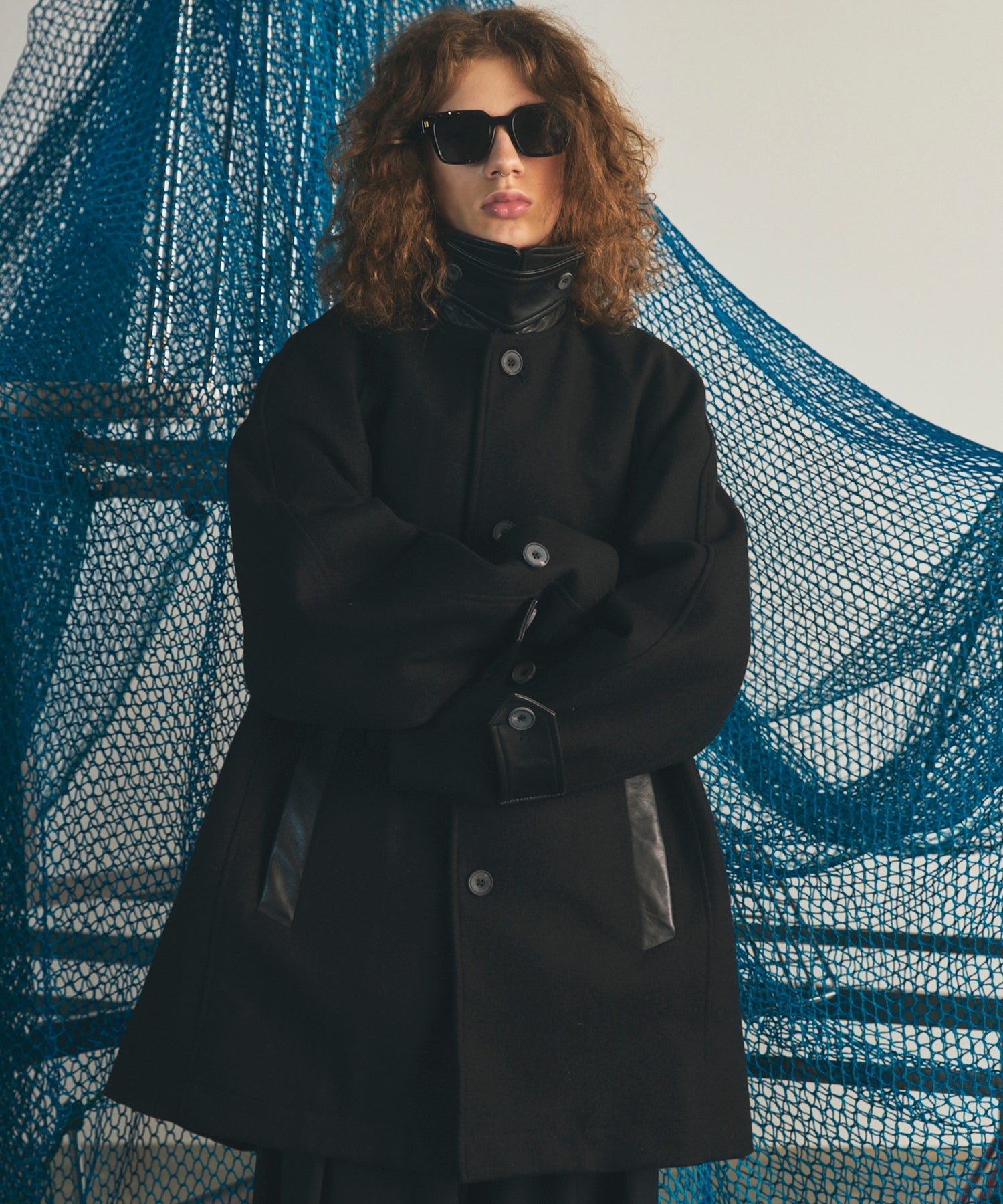 【26AW PRE-ORDER】シープレザーメルトンコンビプライムオーバーハーフコート