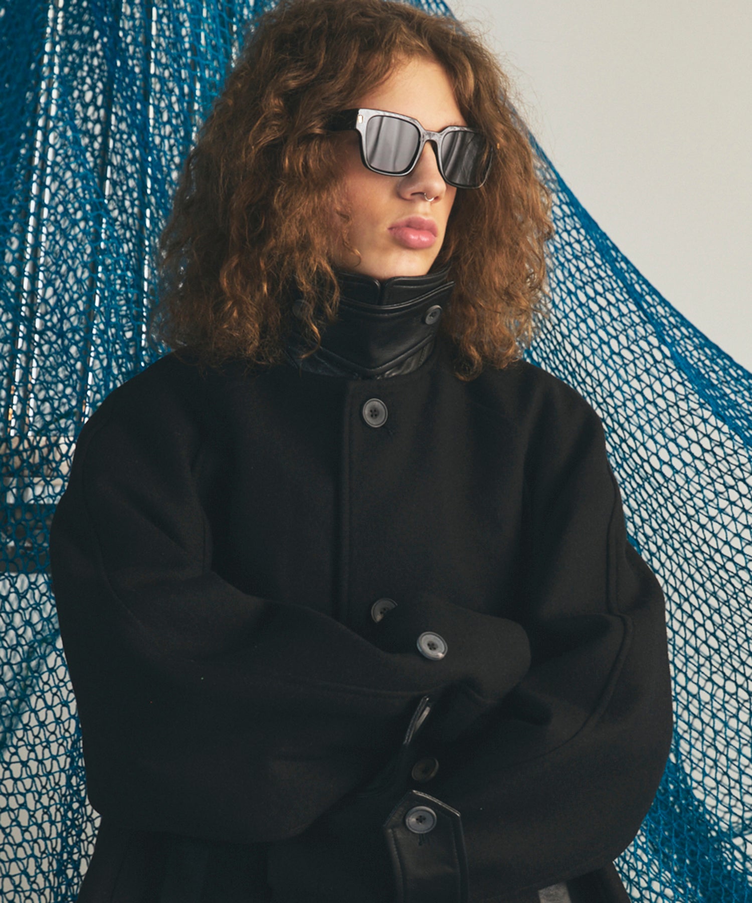 【26AW PRE-ORDER】シープレザーメルトンコンビプライムオーバーハーフコート