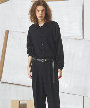 Airy Striped Gabardine Prime-Over Short-sleeved Shirt