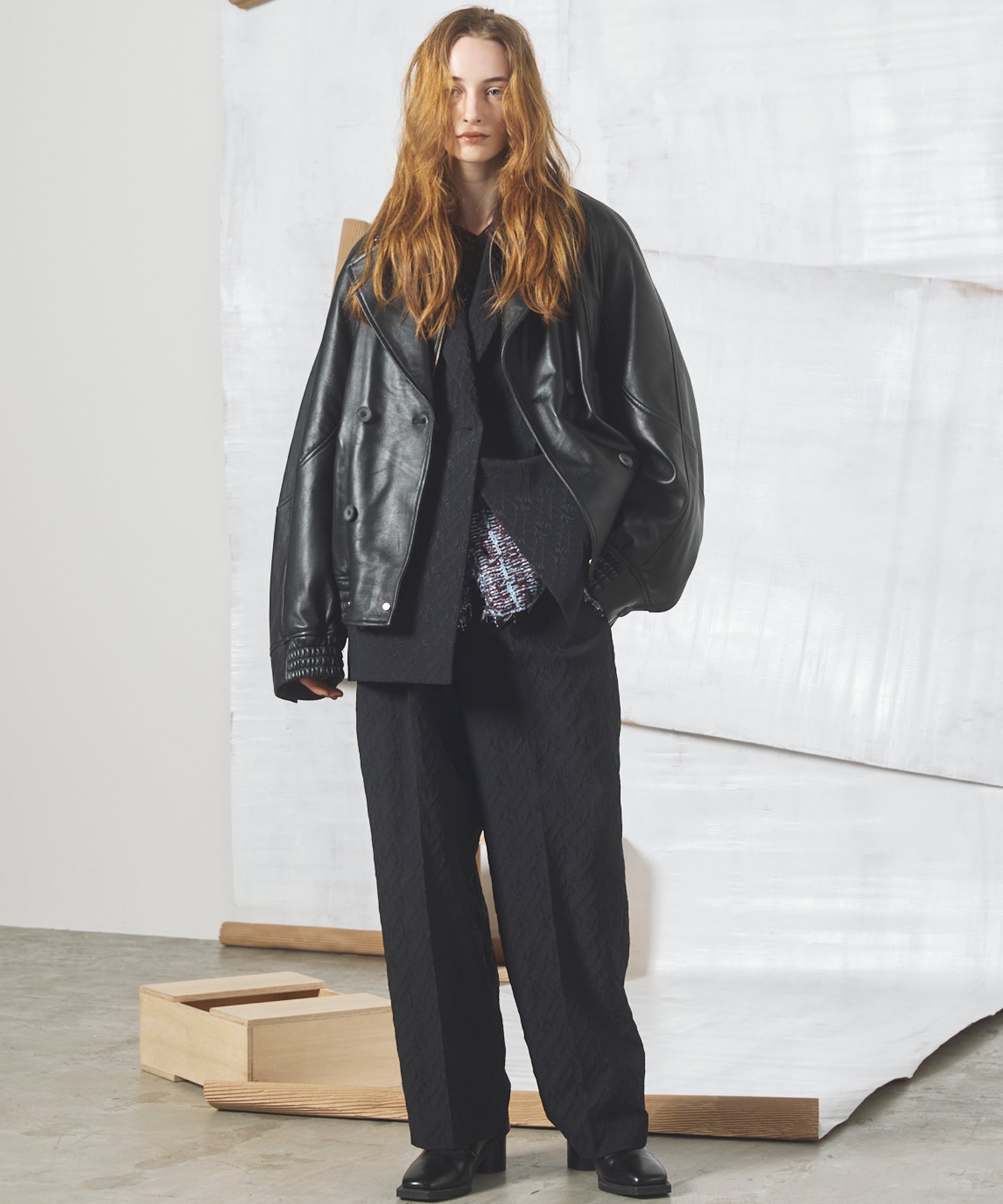 【26aw PRE-ORDER】纯棉面料纯棉宽单褶裤