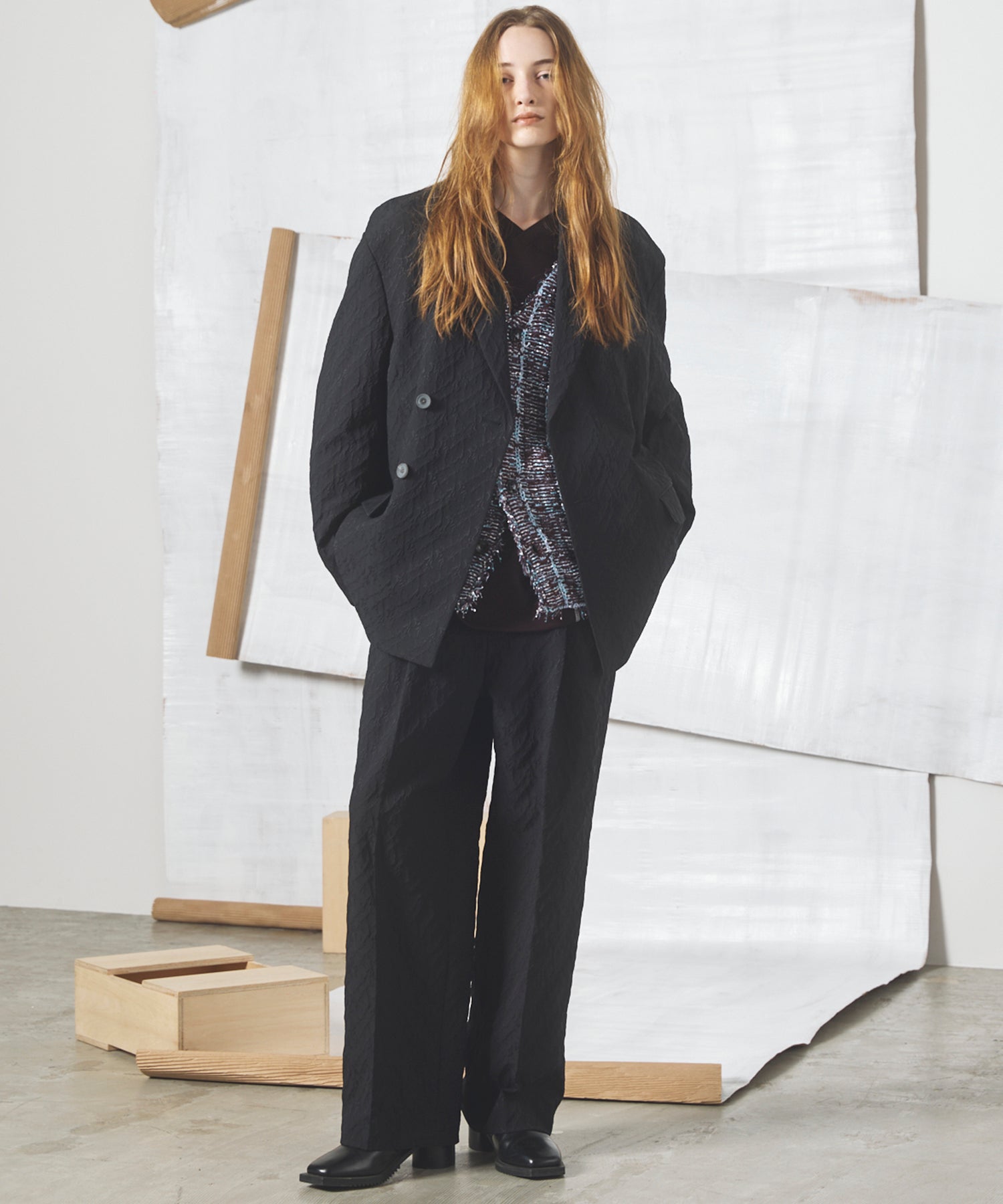 【26aw PRE-ORDER】纯棉面料纯棉宽单褶裤