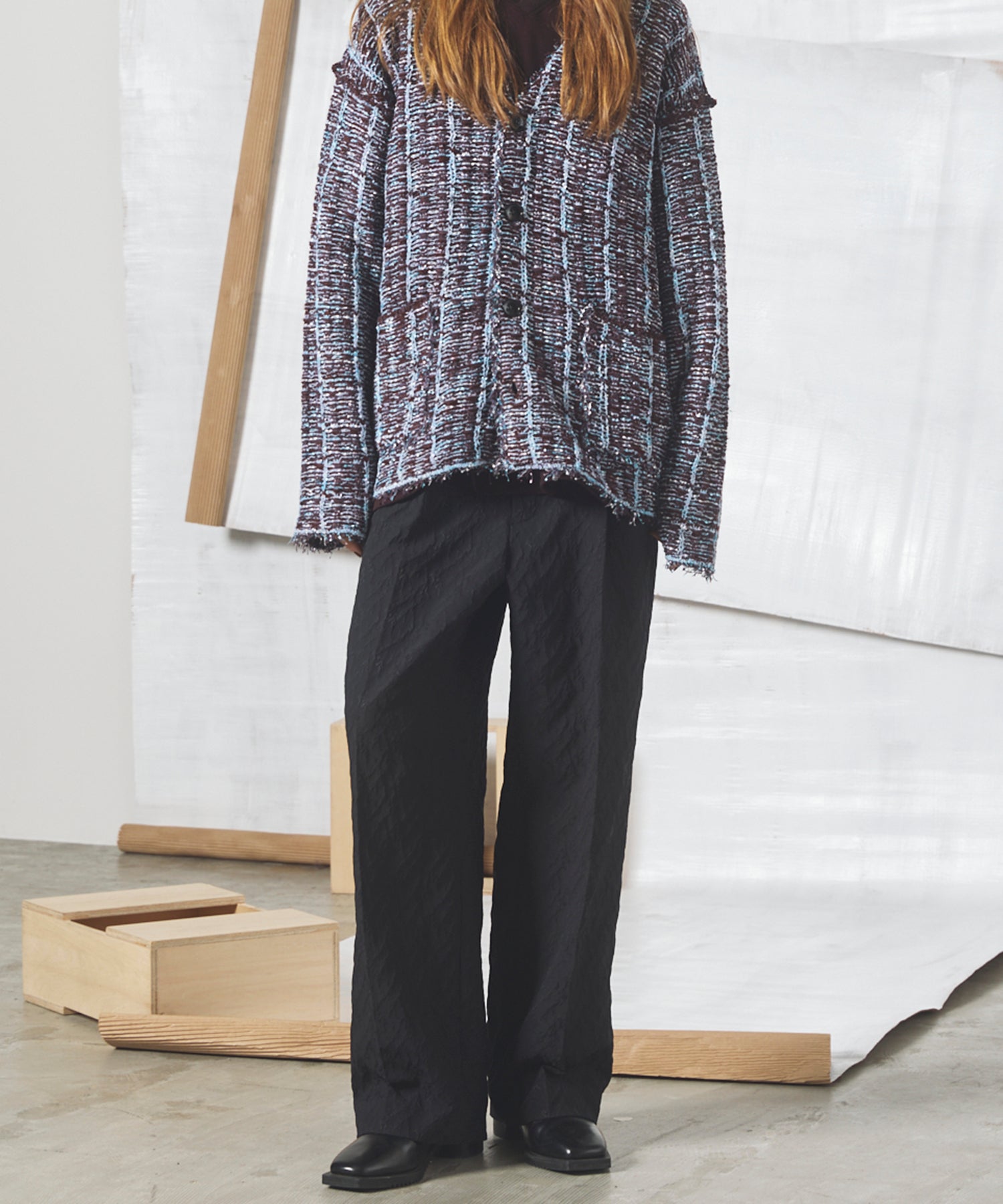 【26aw PRE-ORDER】纯棉面料纯棉宽单褶裤