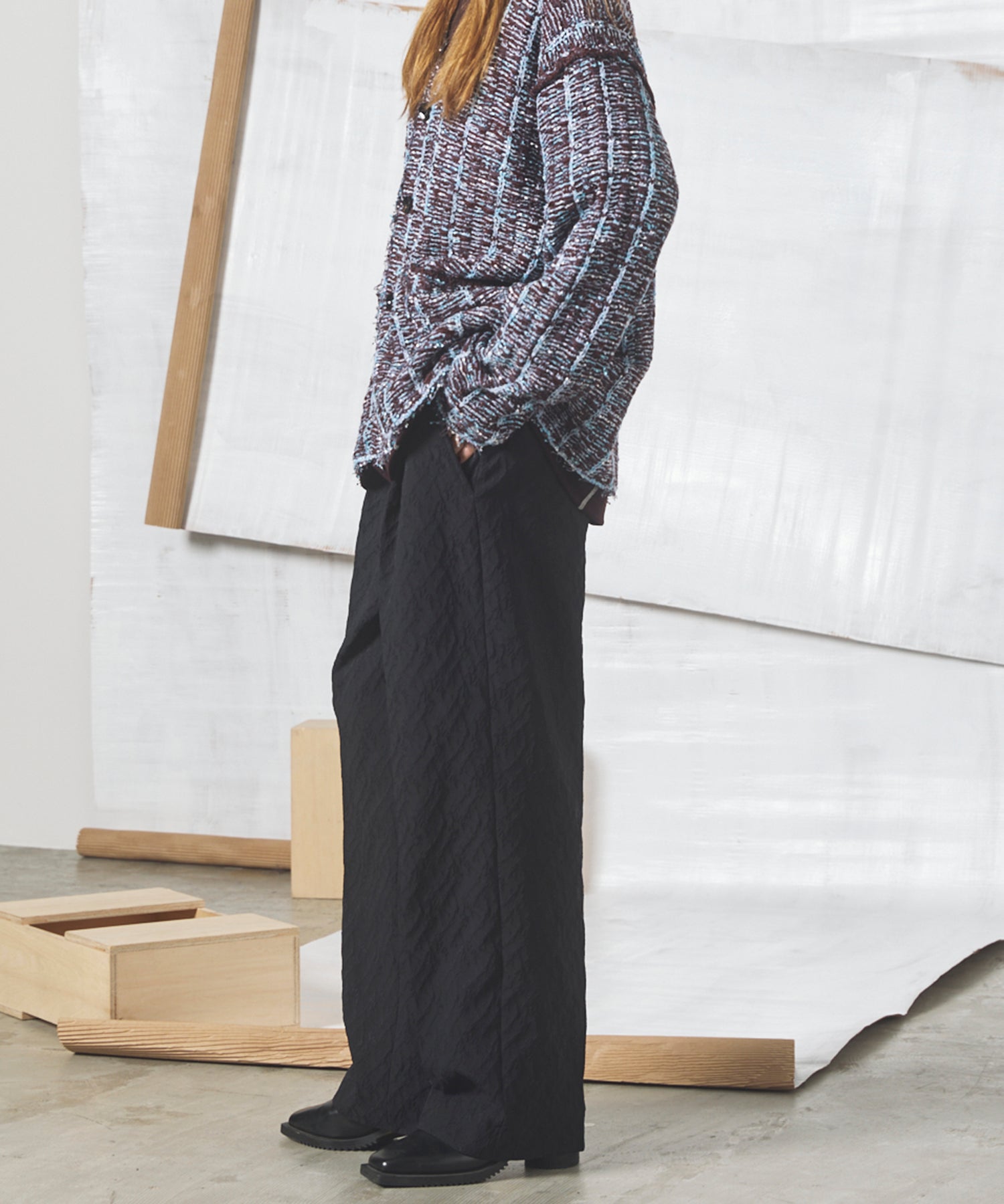 【26aw PRE-ORDER】纯棉面料纯棉宽单褶裤