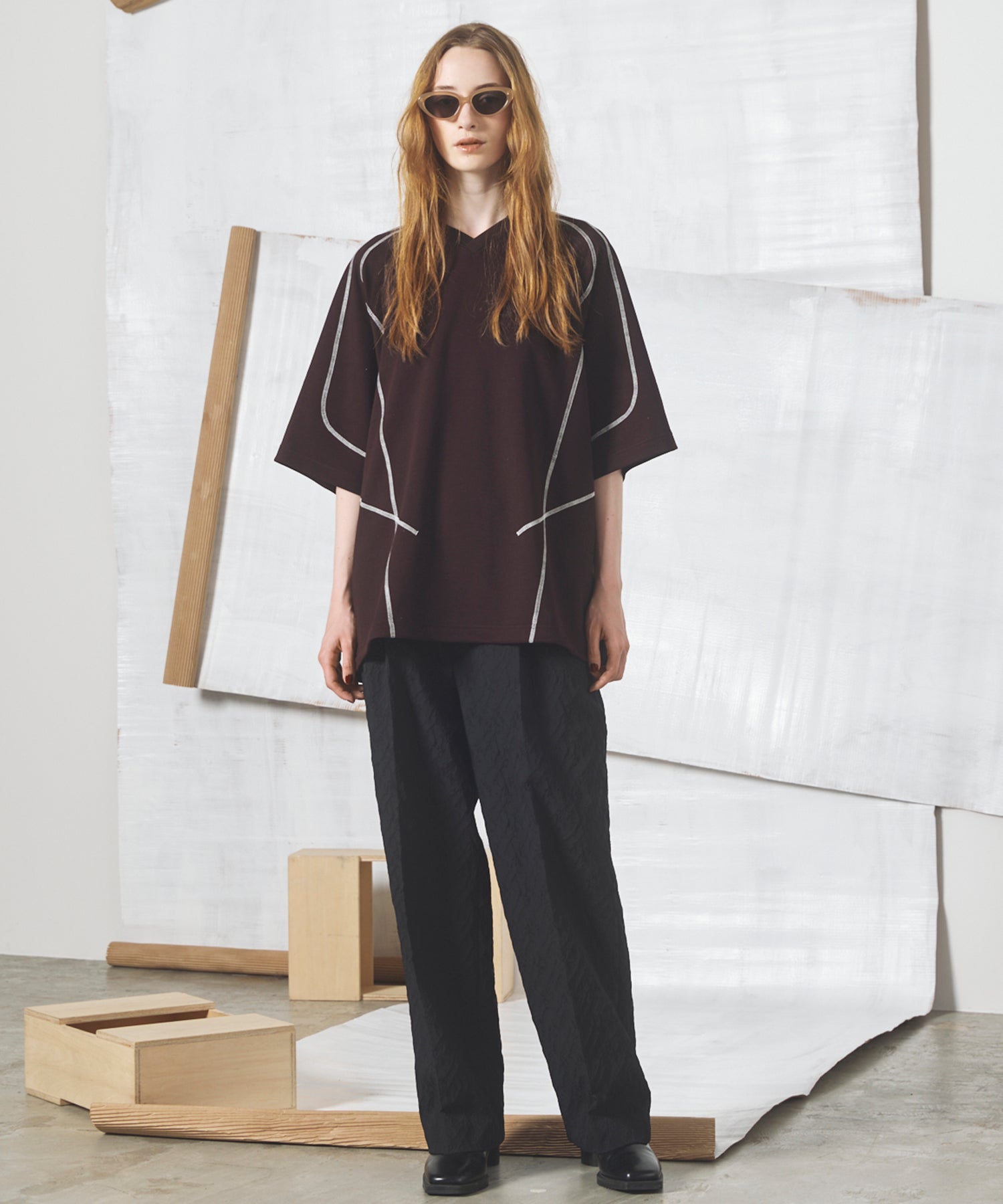 【26aw PRE-ORDER】纯棉面料纯棉宽单褶裤
