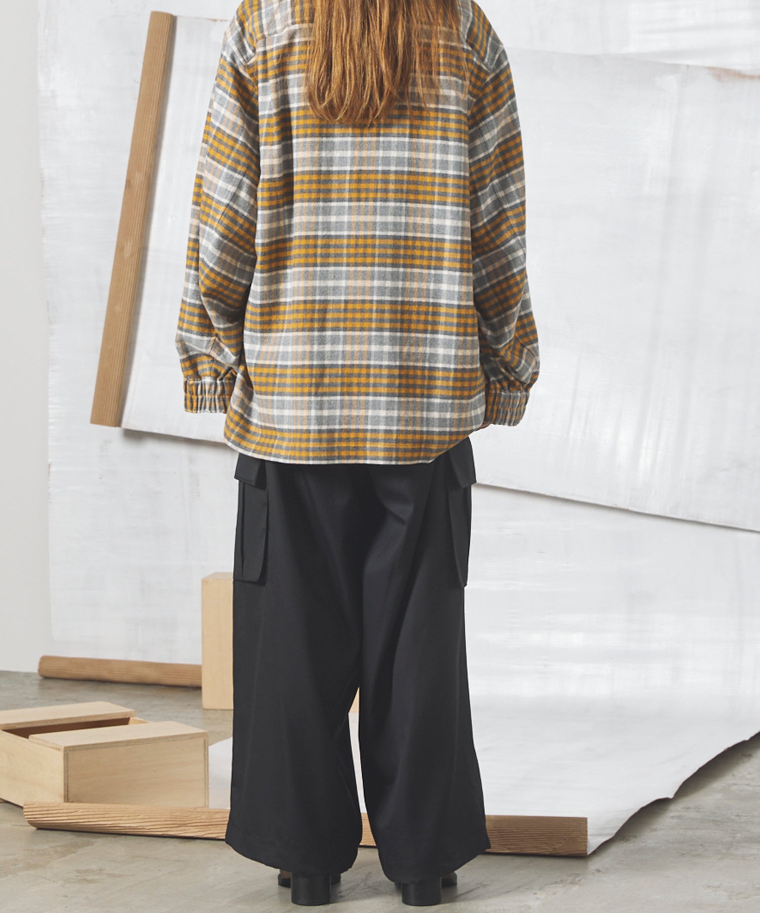 4 Colors Chambray Washable Wool Prime-Wide Cargo Pants