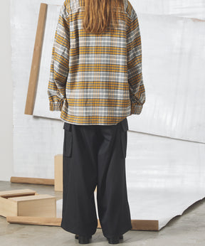 4 Colors Chambray Washable Wool Prime-Wide Cargo Pants
