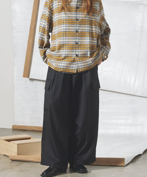 4 Colors Chambray Washable Wool Prime-Wide Cargo Pants