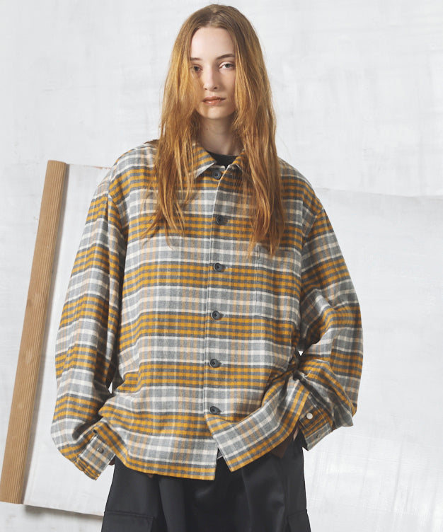 [26AW PRE-ORDER] [Italian dead stock fabric] Prime over regular collar shirt coat