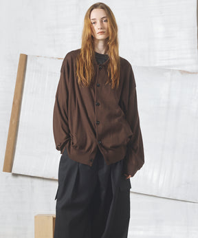 Airy Striped Gabardine Prime-Over Short-sleeved Shirt