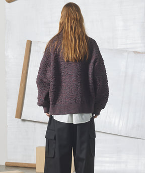 【26AW PRE-ORDER】Melange Random Tucks Prime-Over Collared Knit Cardigan