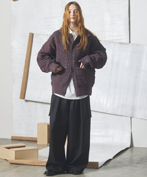【26AW PRE-ORDER】Melange Random Tucks Prime-Over Collared Knit Cardigan