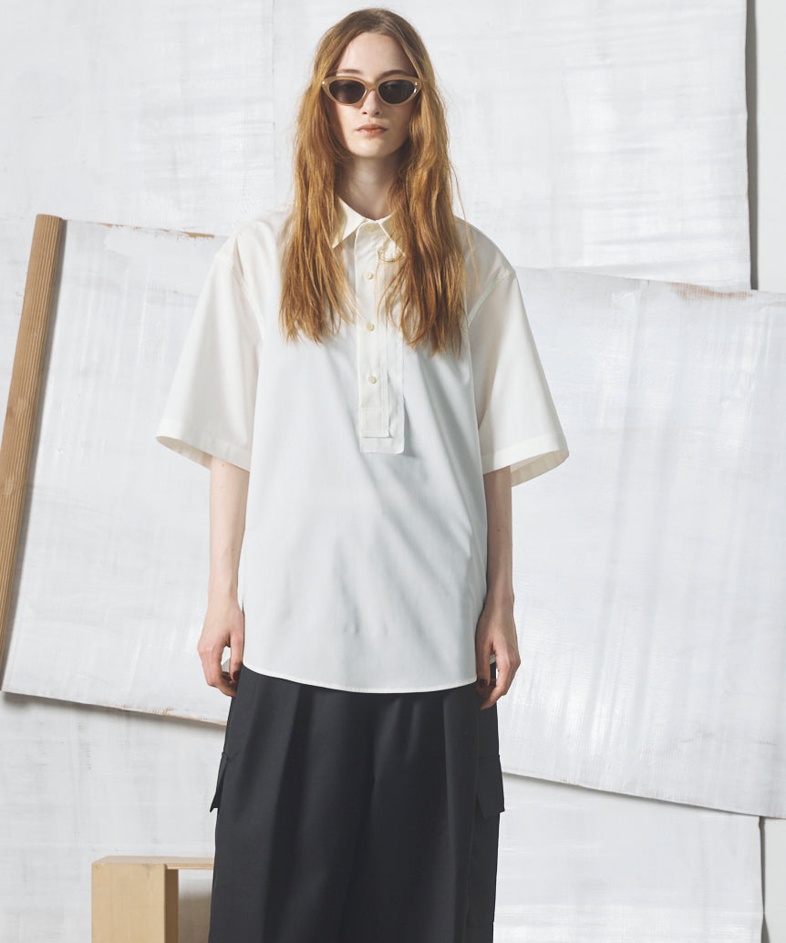 【26SS PRE-ORDER】Asymmetric Front Prime-Over Short-sleeve Pullover Shirt