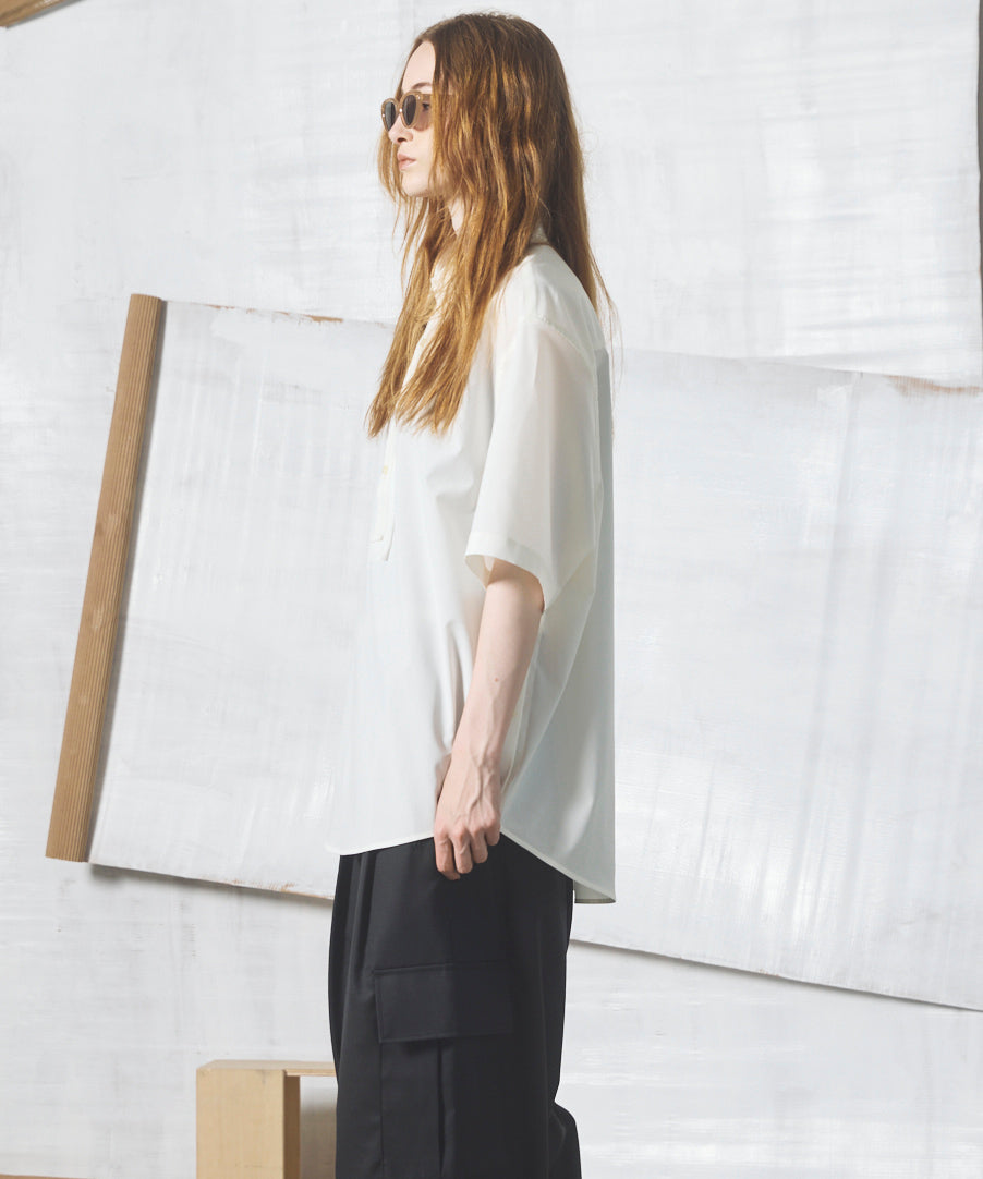【26SS PRE-ORDER】Asymmetric Front Prime-Over Short-sleeve Pullover Shirt