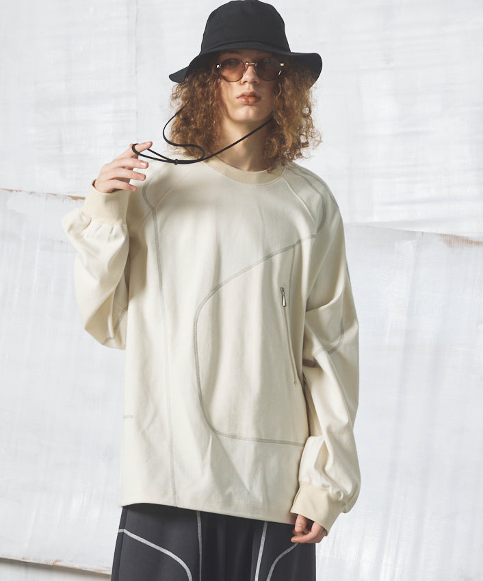 【26AW PRE-ORDER】Slub Jersey Prime-Over Zipper Detail Raglan T-shirt