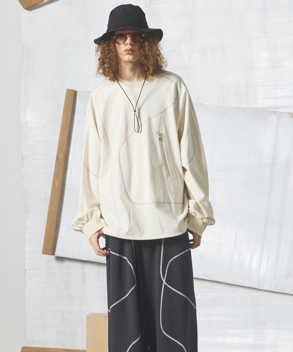 【26AW PRE-ORDER】Slub Jersey Prime-Over Zipper Detail Raglan T-shirt