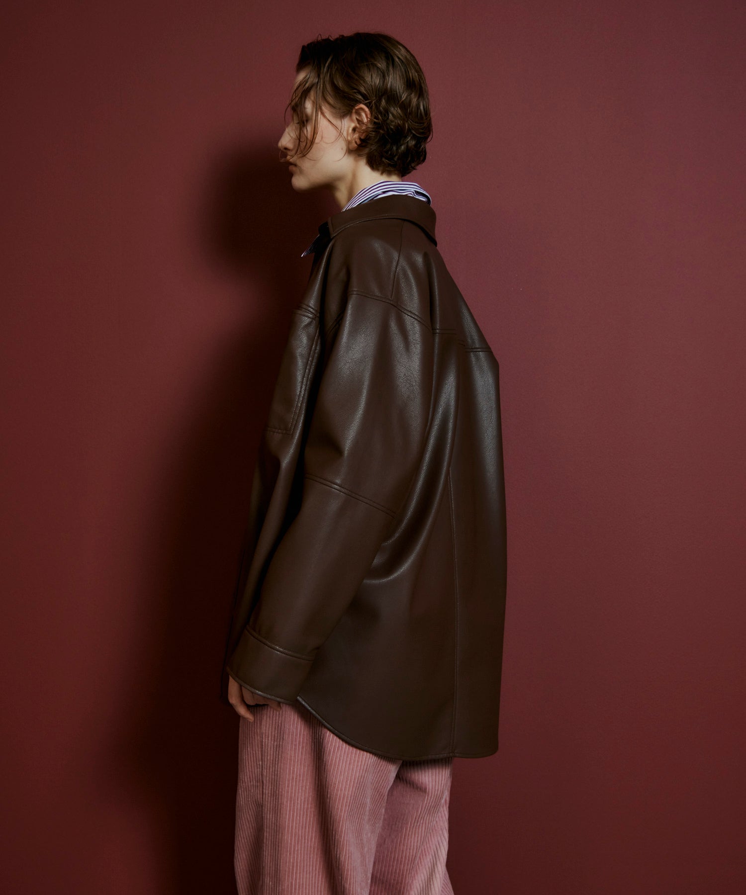 【26AUTUMN PRE-ORDER】Vegan Leather Overshirt