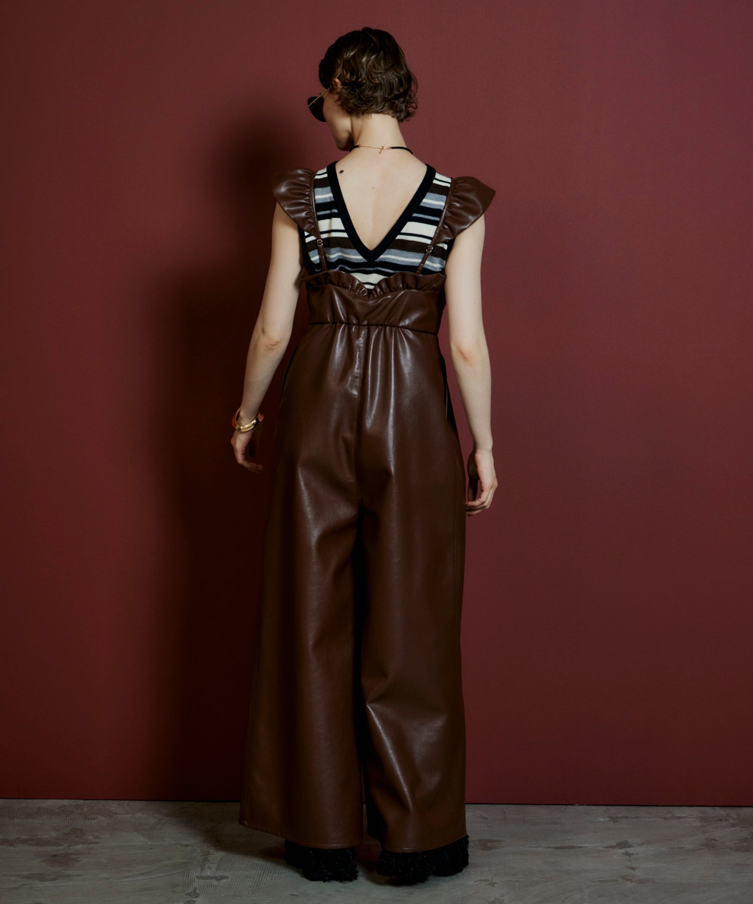 【26AUTUMN PRE-ORDER】Vegan Leather Frill Rompers