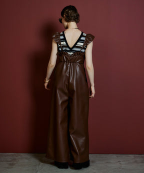 【26AUTUMN PRE-ORDER】Vegan Leather Frill Rompers