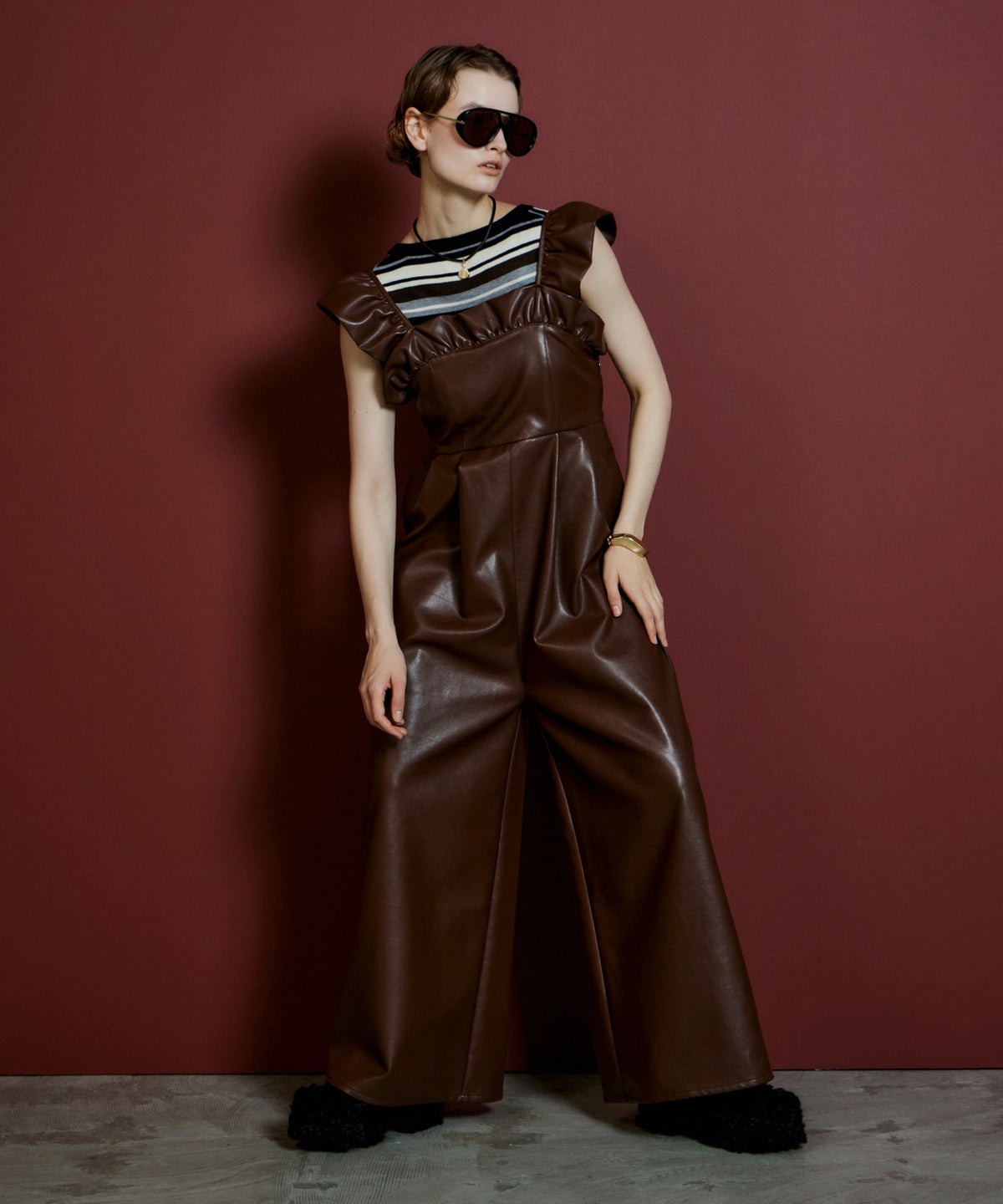 【26AUTUMN PRE-ORDER】Vegan Leather Frill Rompers