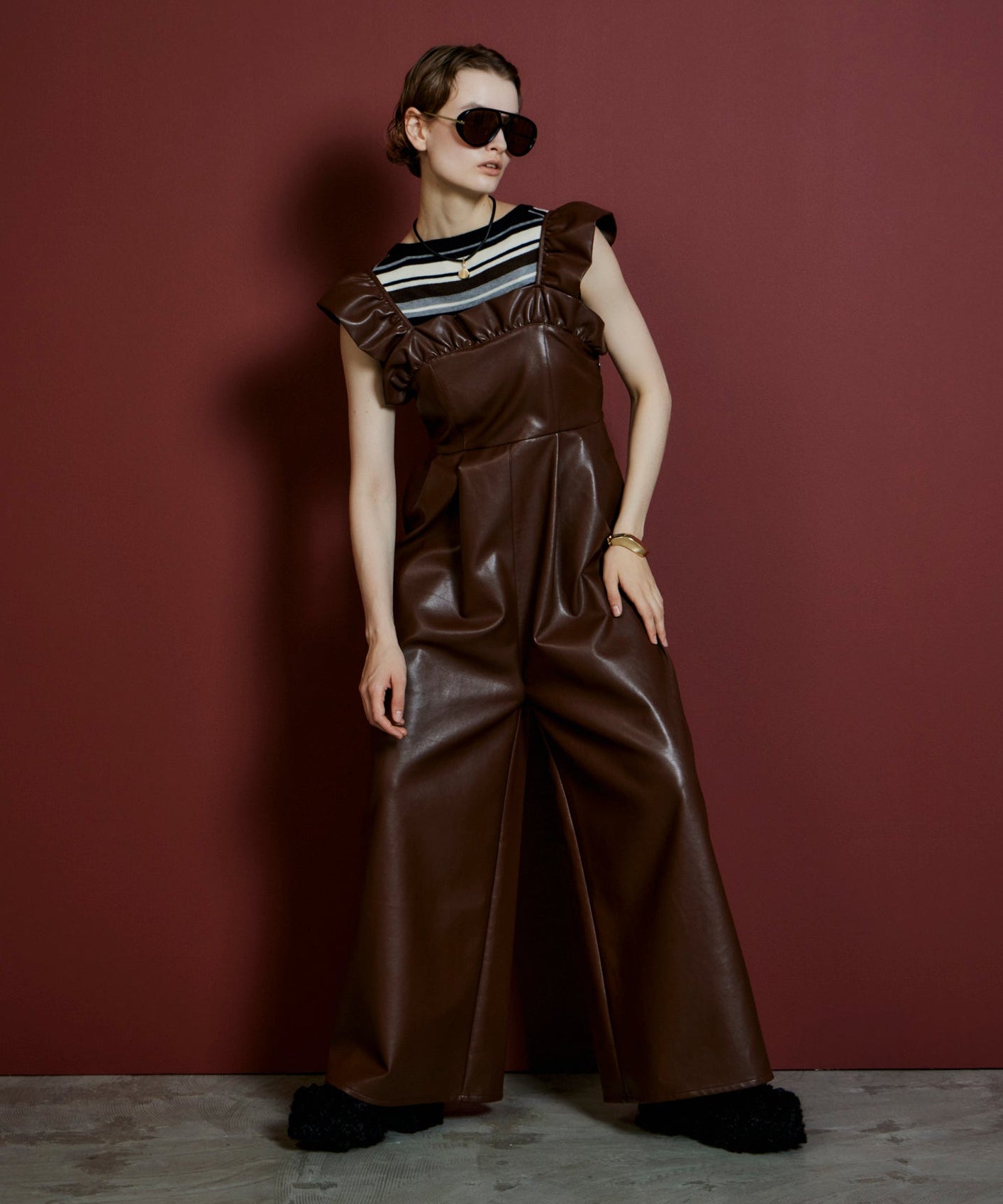 【26AUTUMN PRE-ORDER】Vegan Leather Frill Rompers