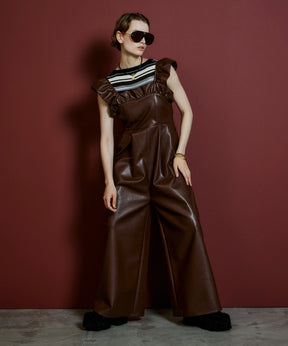 【26AUTUMN PRE-ORDER】Vegan Leather Frill Rompers