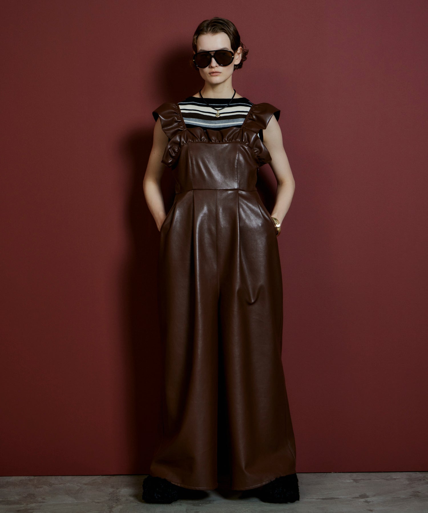 【26AUTUMN PRE-ORDER】Vegan Leather Frill Rompers