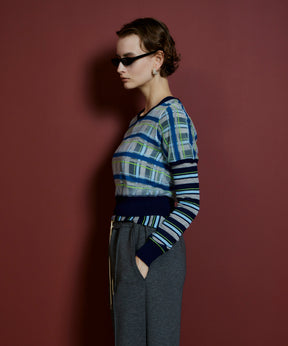 【26AUTUMN PRE-ORDER】Layered Check-Like Knit