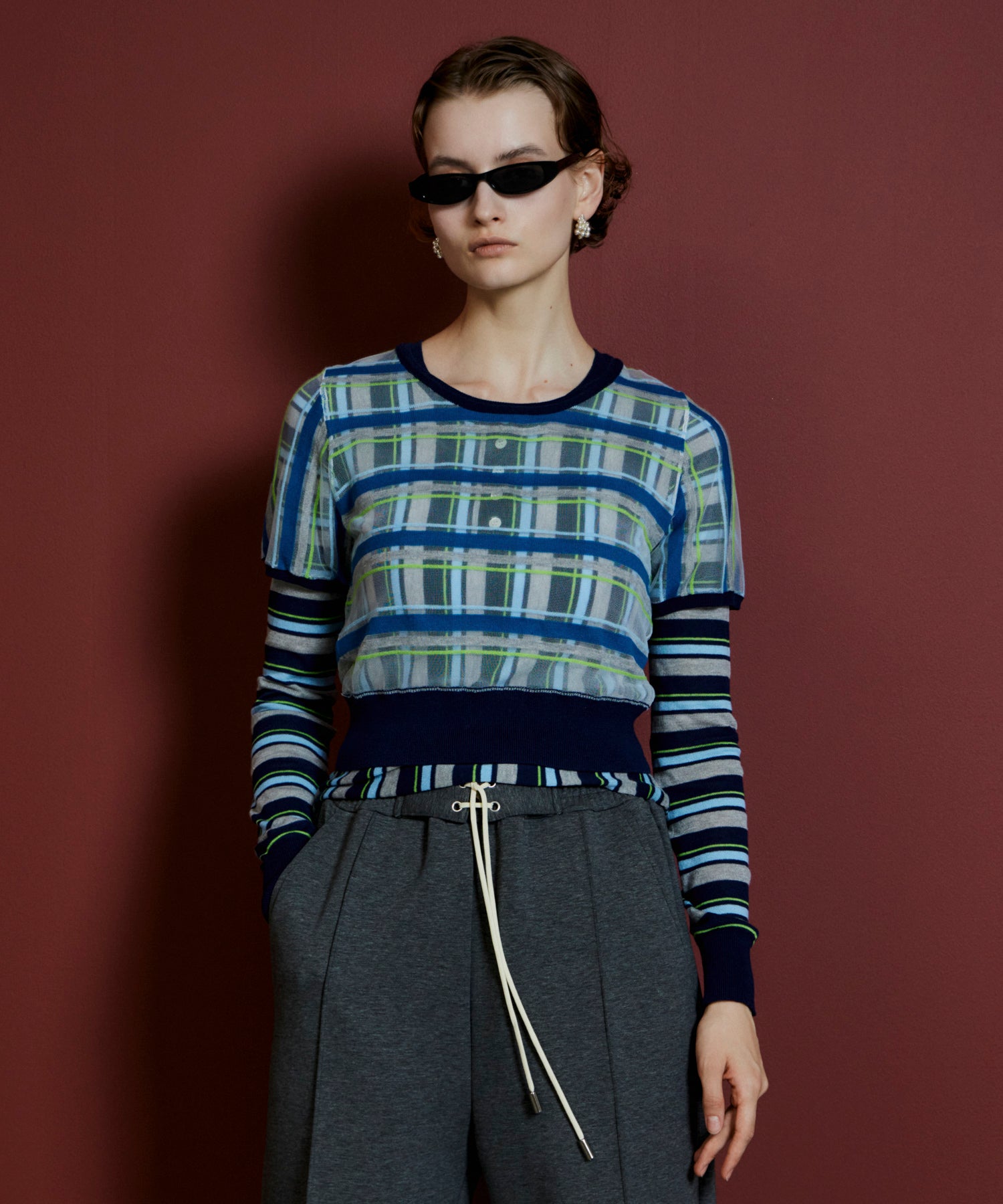 【26AUTUMN PRE-ORDER】Layered Check-Like Knit