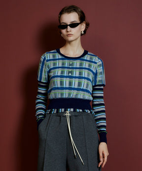 【26AUTUMN PRE-ORDER】Layered Check-Like Knit