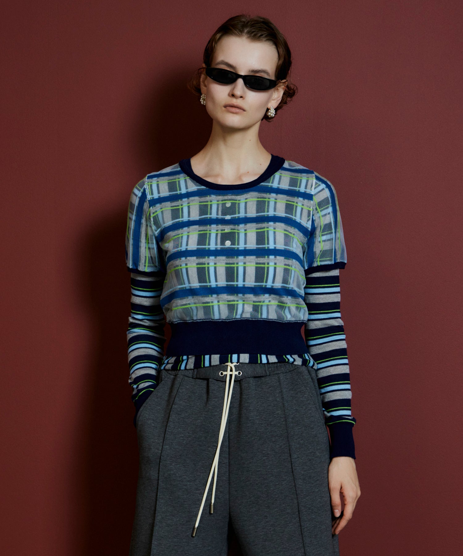 【26AUTUMN PRE-ORDER】Layered Check-Like Knit