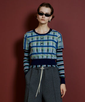【26AUTUMN PRE-ORDER】Layered Check-Like Knit