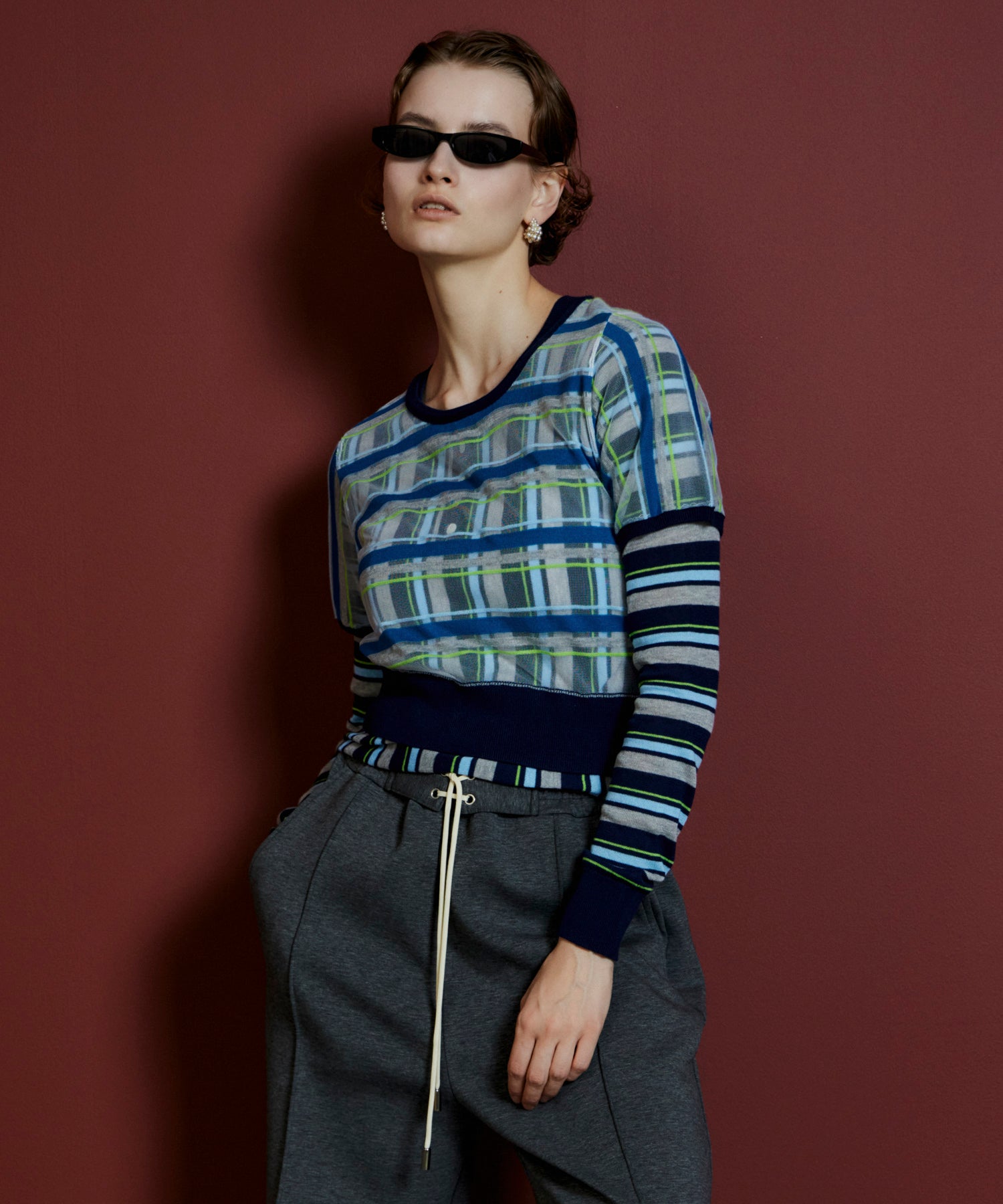 【26AUTUMN PRE-ORDER】Layered Check-Like Knit