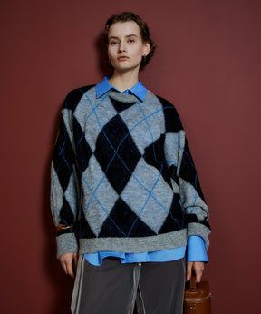 【26AUTUMN PRE-ORDER】Oversized Argyle Knit