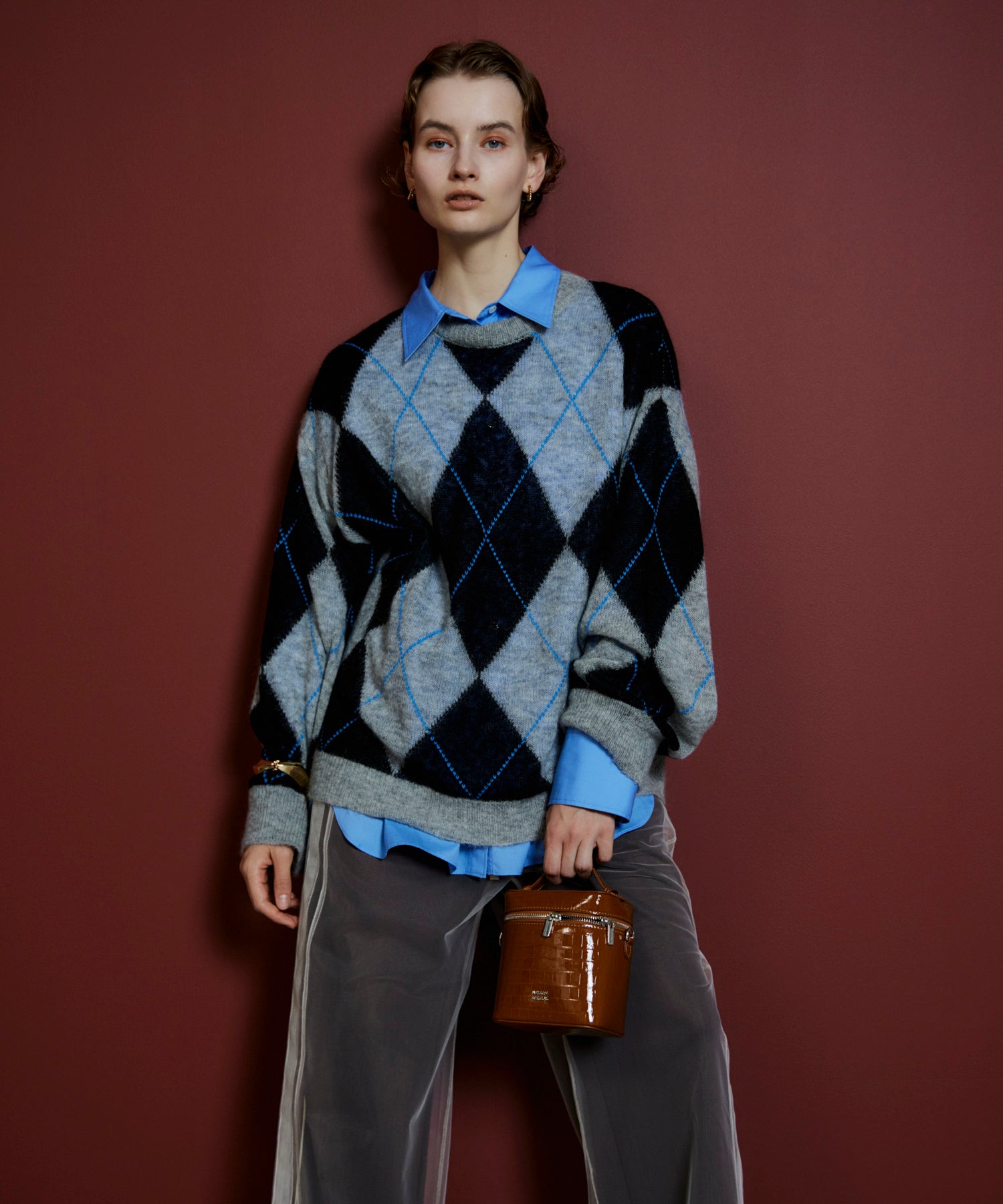 【26AUTUMN PRE-ORDER】Oversized Argyle Knit