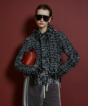 【26AUTUMN PRE-ORDER】Fringe Tweed Knit Cardigan