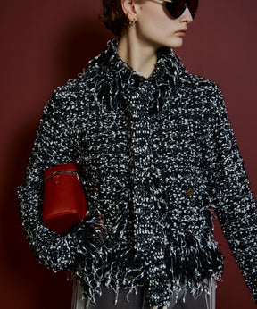 【26AUTUMN PRE-ORDER】Fringe Tweed Knit Cardigan