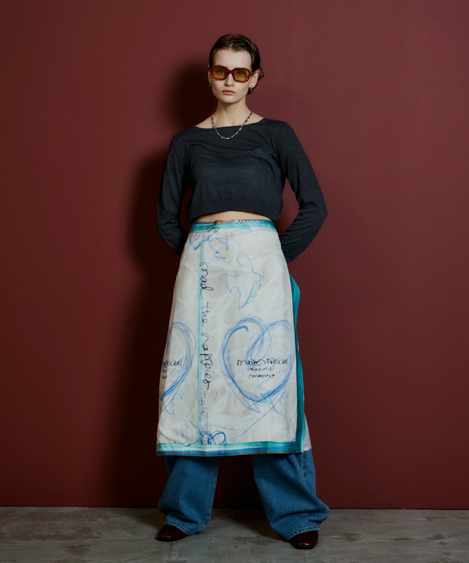 【26AUTUMN PRE-ORDER】Drawing Scarf Skirt
