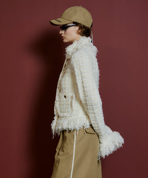 【26AUTUMN PRE-ORDER】Fringe Tweed Knit Cardigan