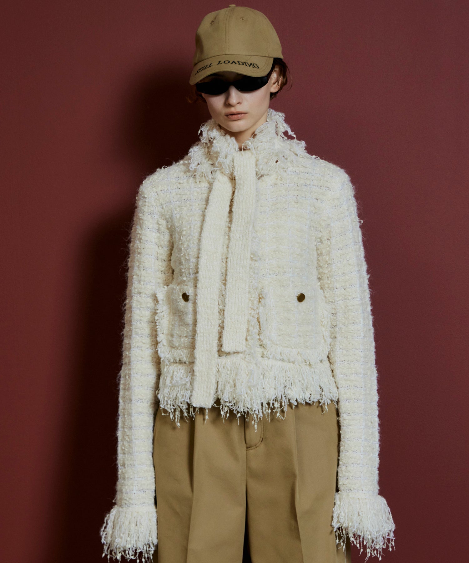 【26AUTUMN PRE-ORDER】Fringe Tweed Knit Cardigan