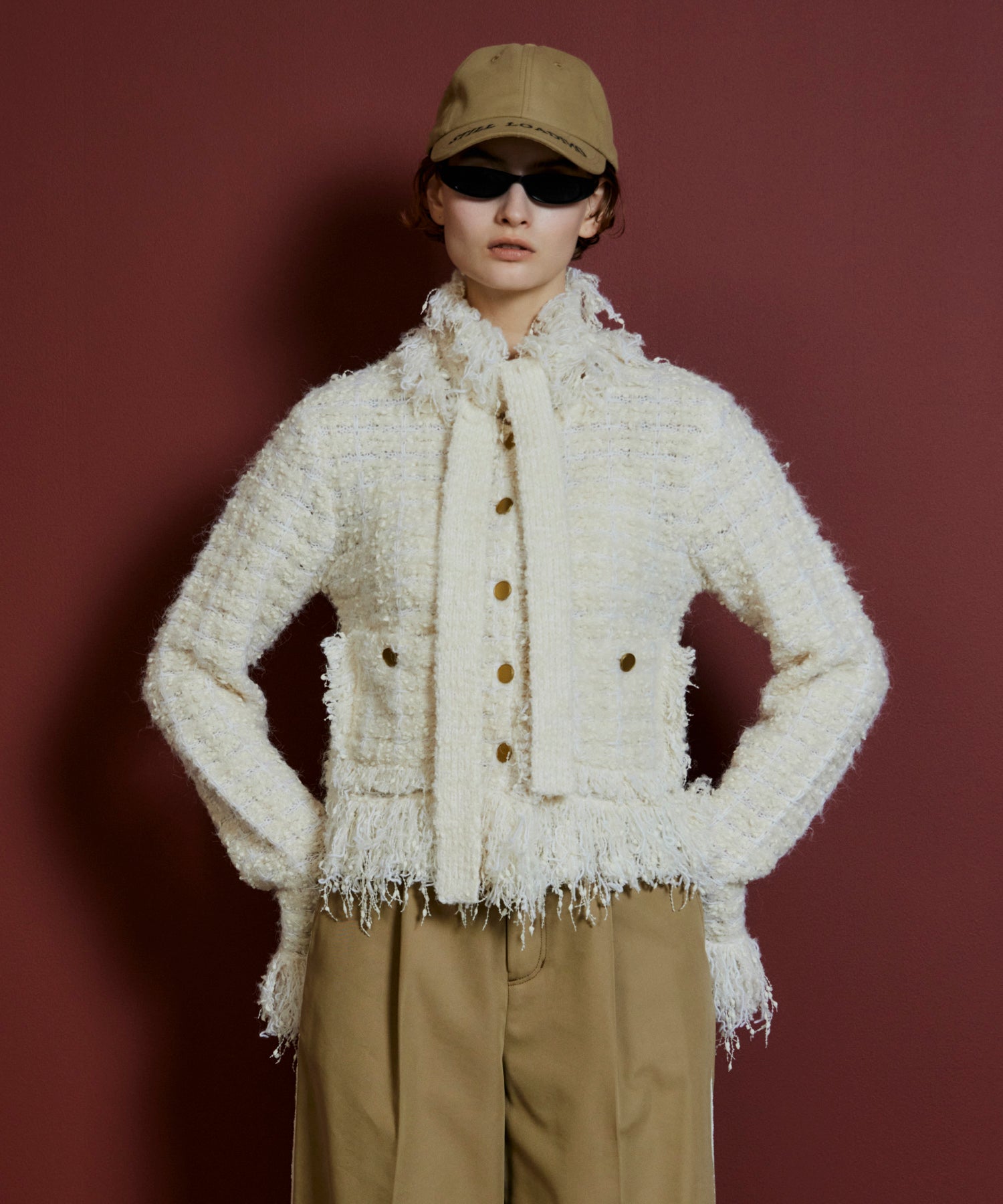 【26AUTUMN PRE-ORDER】Fringe Tweed Knit Cardigan